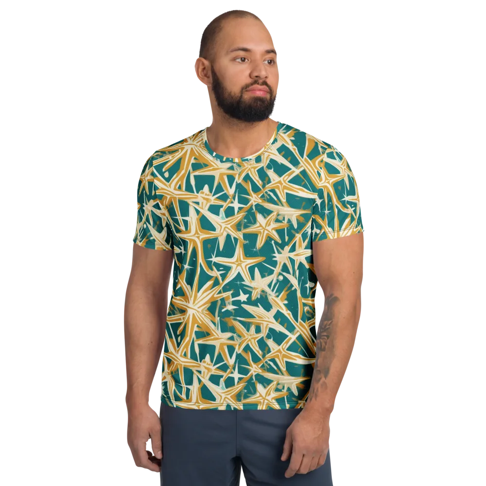 Teal Starburst on Men's Athletic T-Shirt — Front