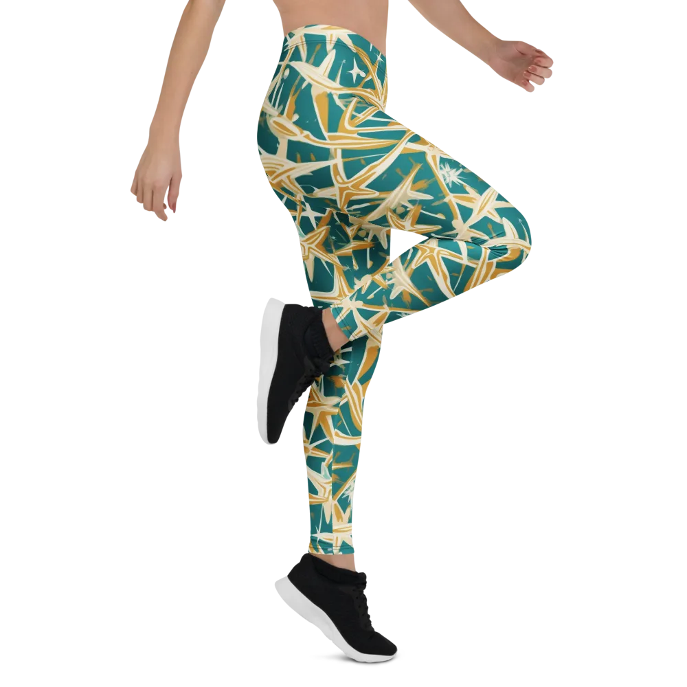 Teal Starburst on Leggings — Right