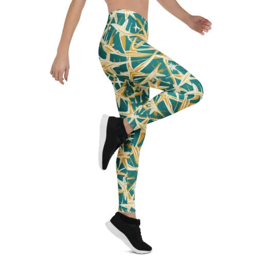Teal Starburst on a Leggings