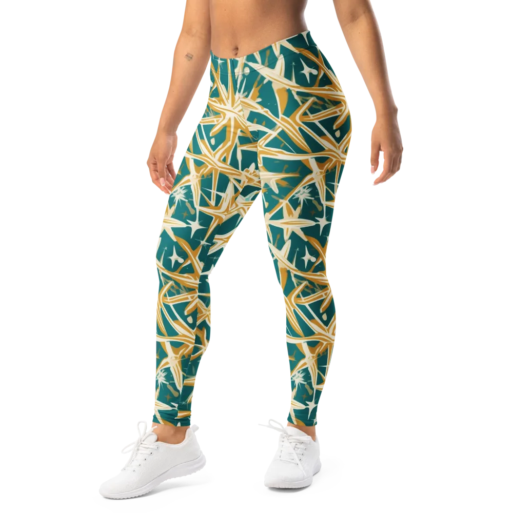 Teal Starburst on Leggings — Left Front