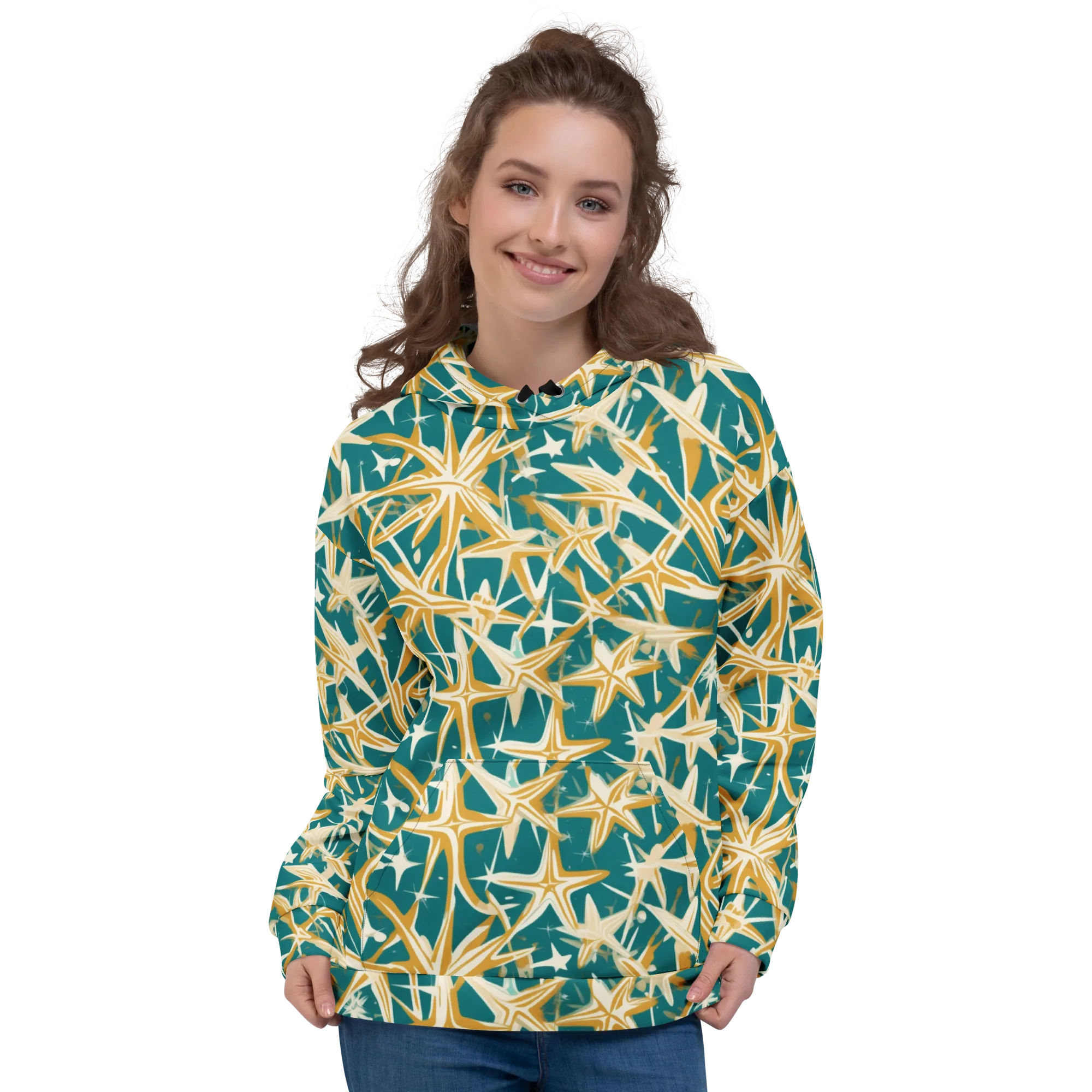 Teal Starburst on Hoodie — Front