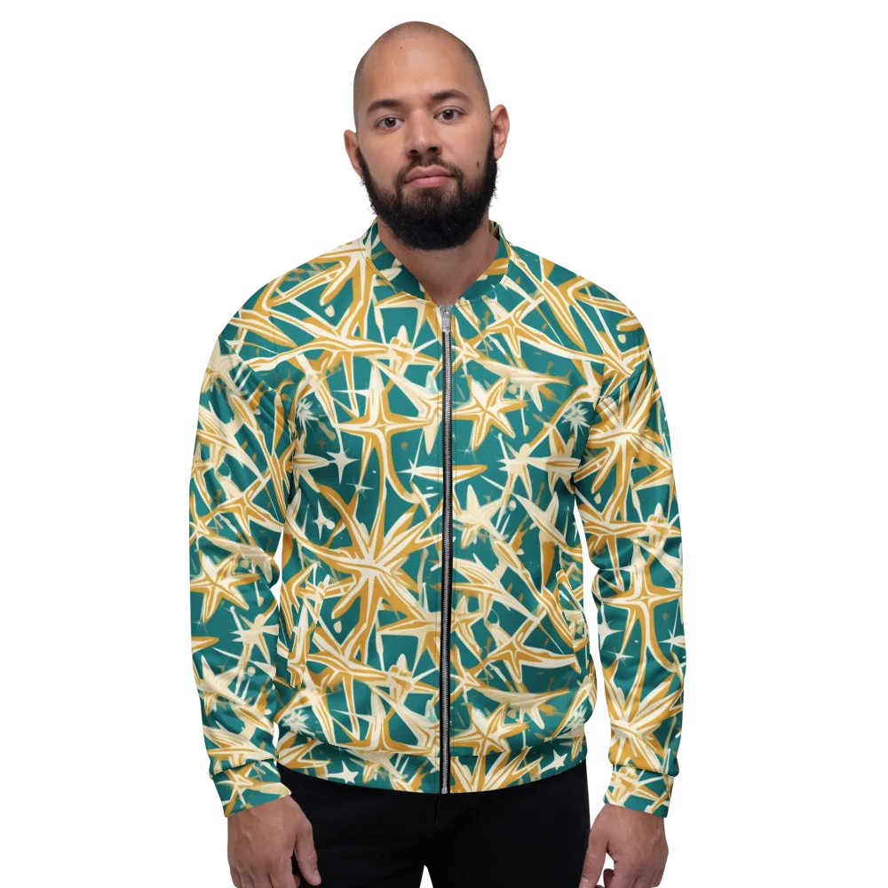 Teal Starburst on Bomber Jacket — Front