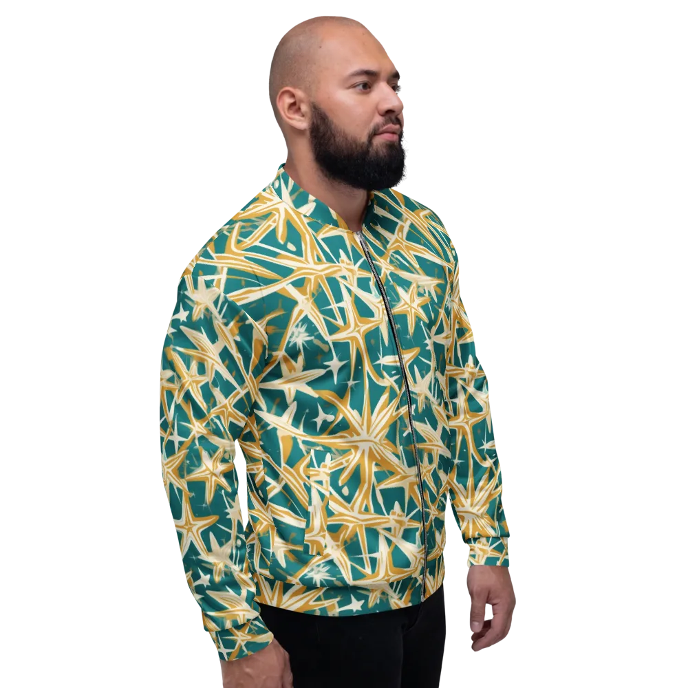Teal Starburst on Bomber Jacket — Right