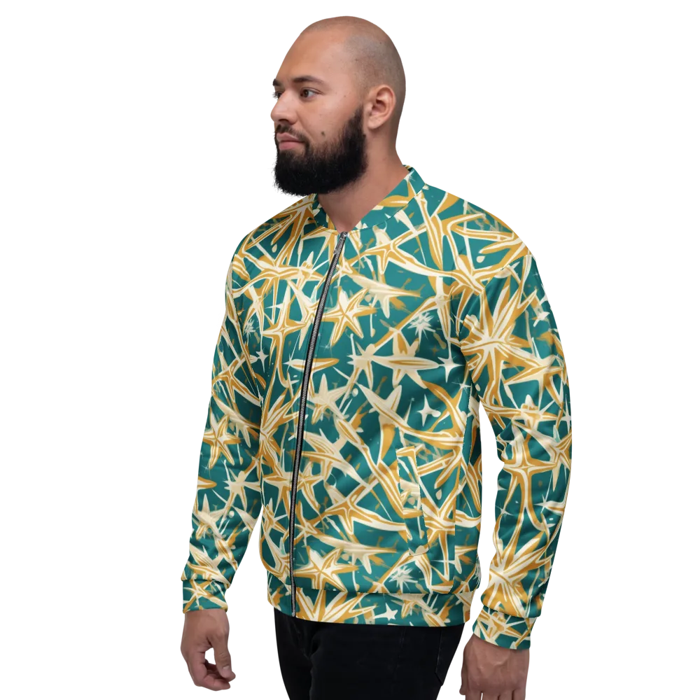 Teal Starburst on Bomber Jacket — Left