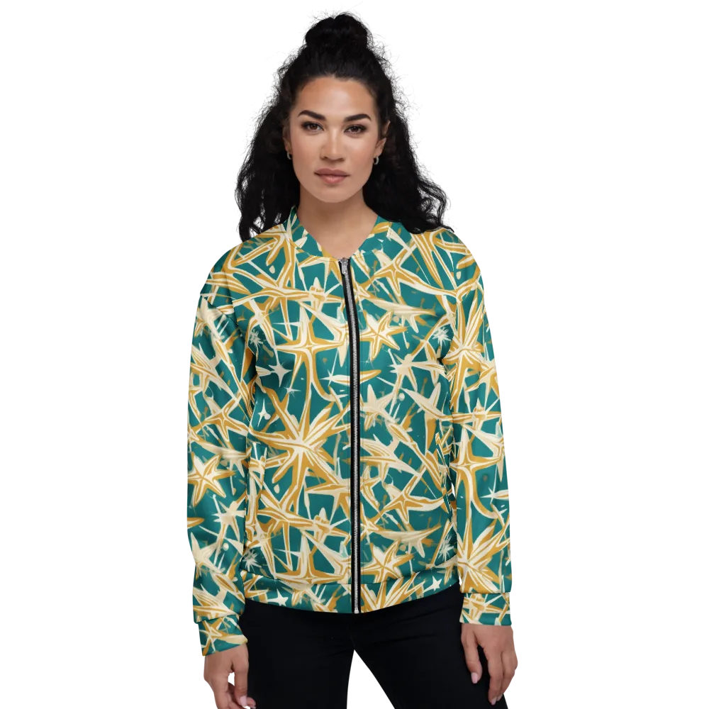 Teal Starburst on Bomber Jacket — Front