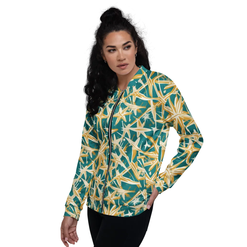 Teal Starburst on Bomber Jacket — Left