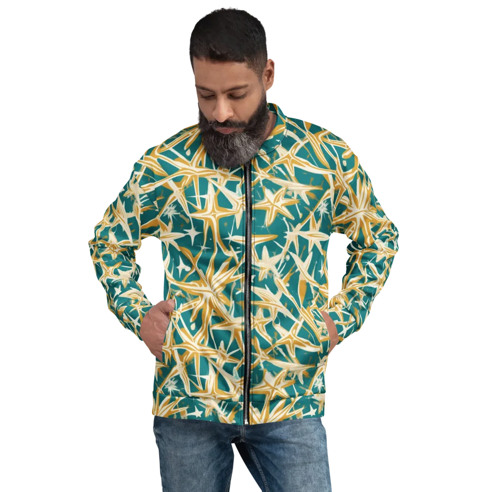 Teal Starburst on Bomber Jacket — Front