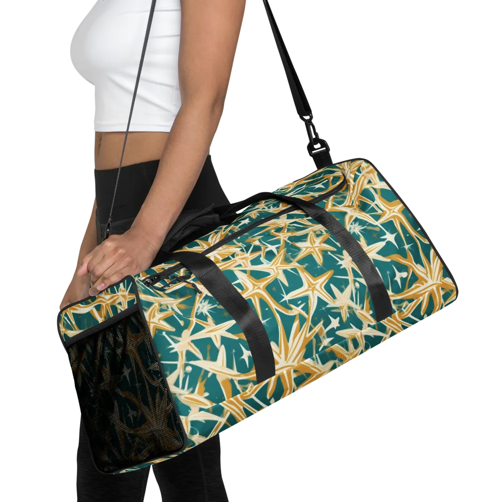 Teal Starburst on Duffle Bag — Front