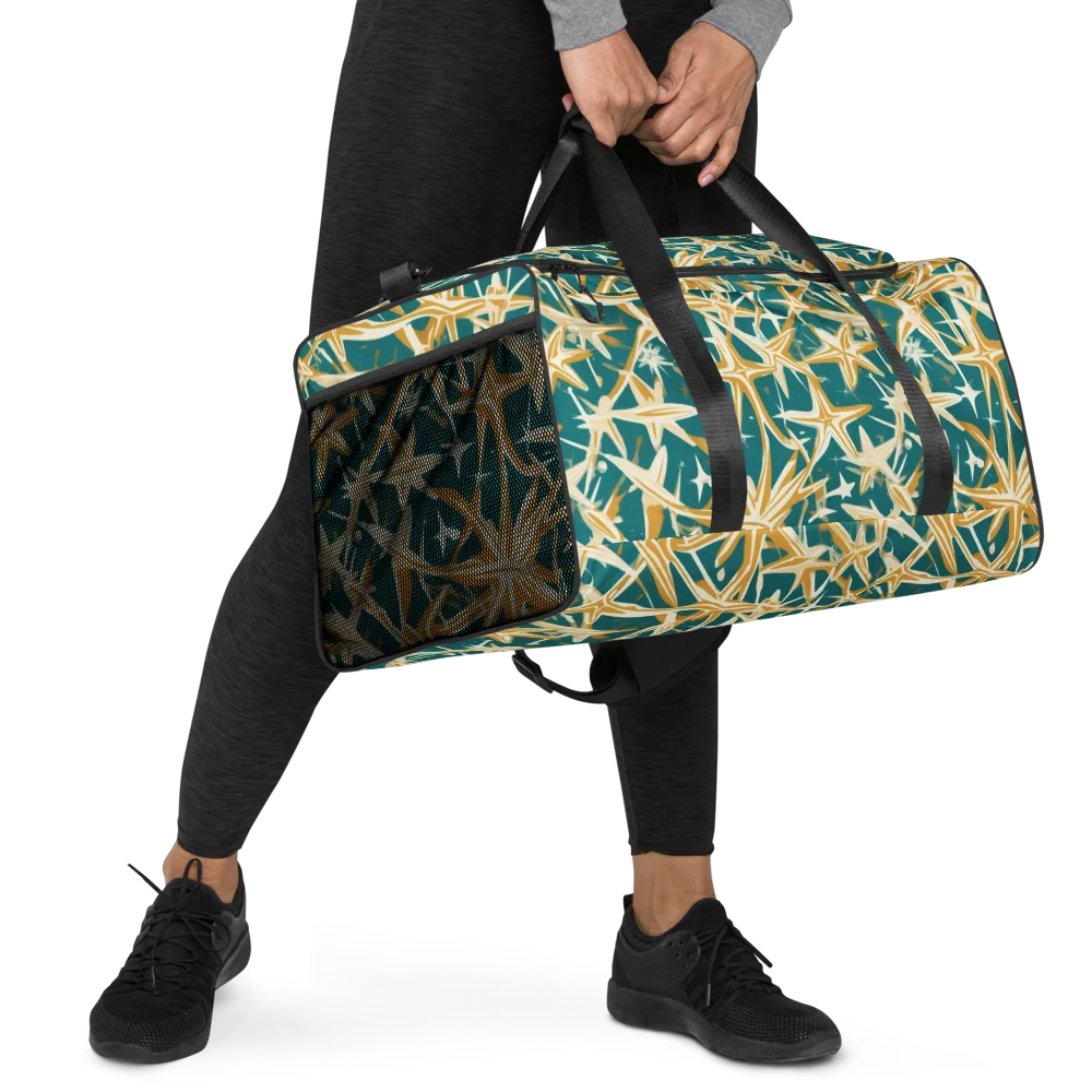 Teal Starburst on Duffle Bag — Right Front
