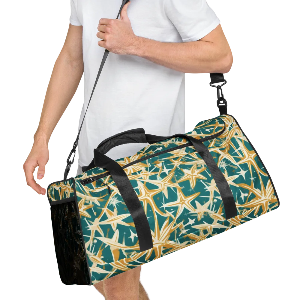 Teal Starburst on Duffle Bag — Right Front