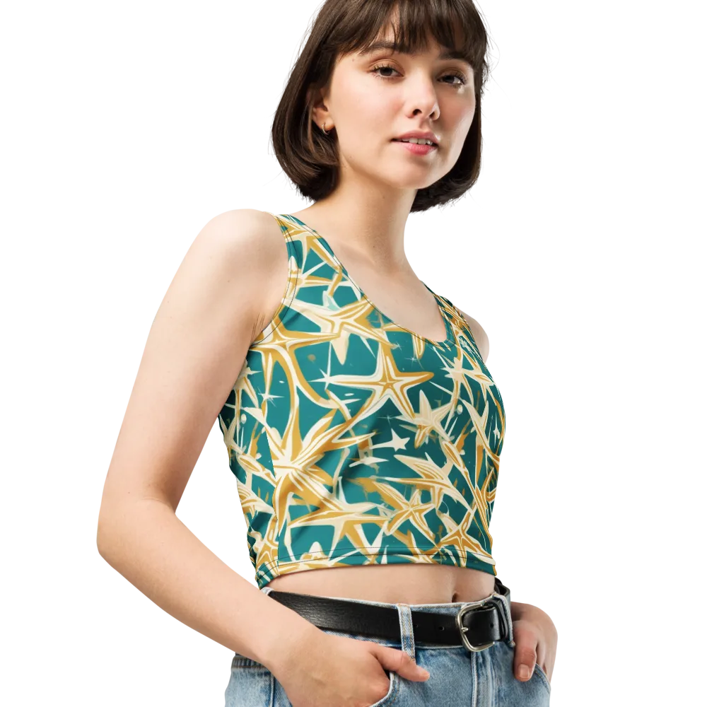 Teal Starburst on Crop Top — Right Front