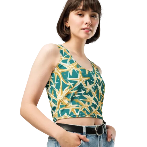 Teal Starburst on a Crop Top