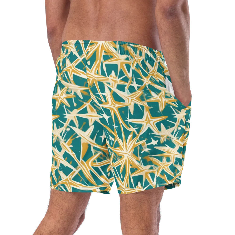 Teal Starburst on Swim Trunks — Right Back