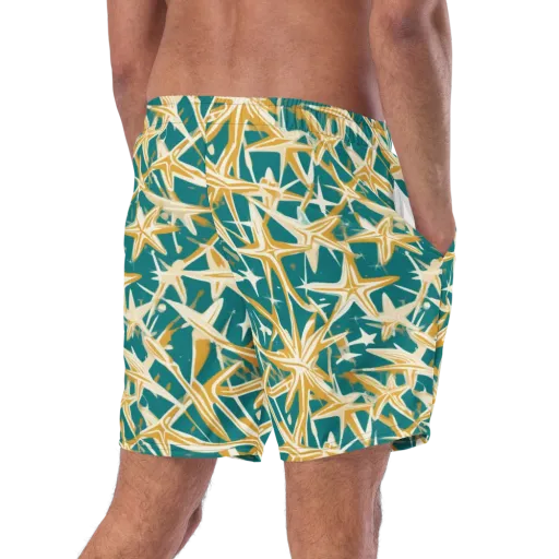 Teal Starburst on a Swim Trunks