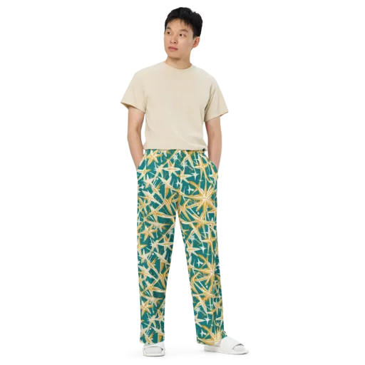 Teal Starburst on a Wide-Leg Pants