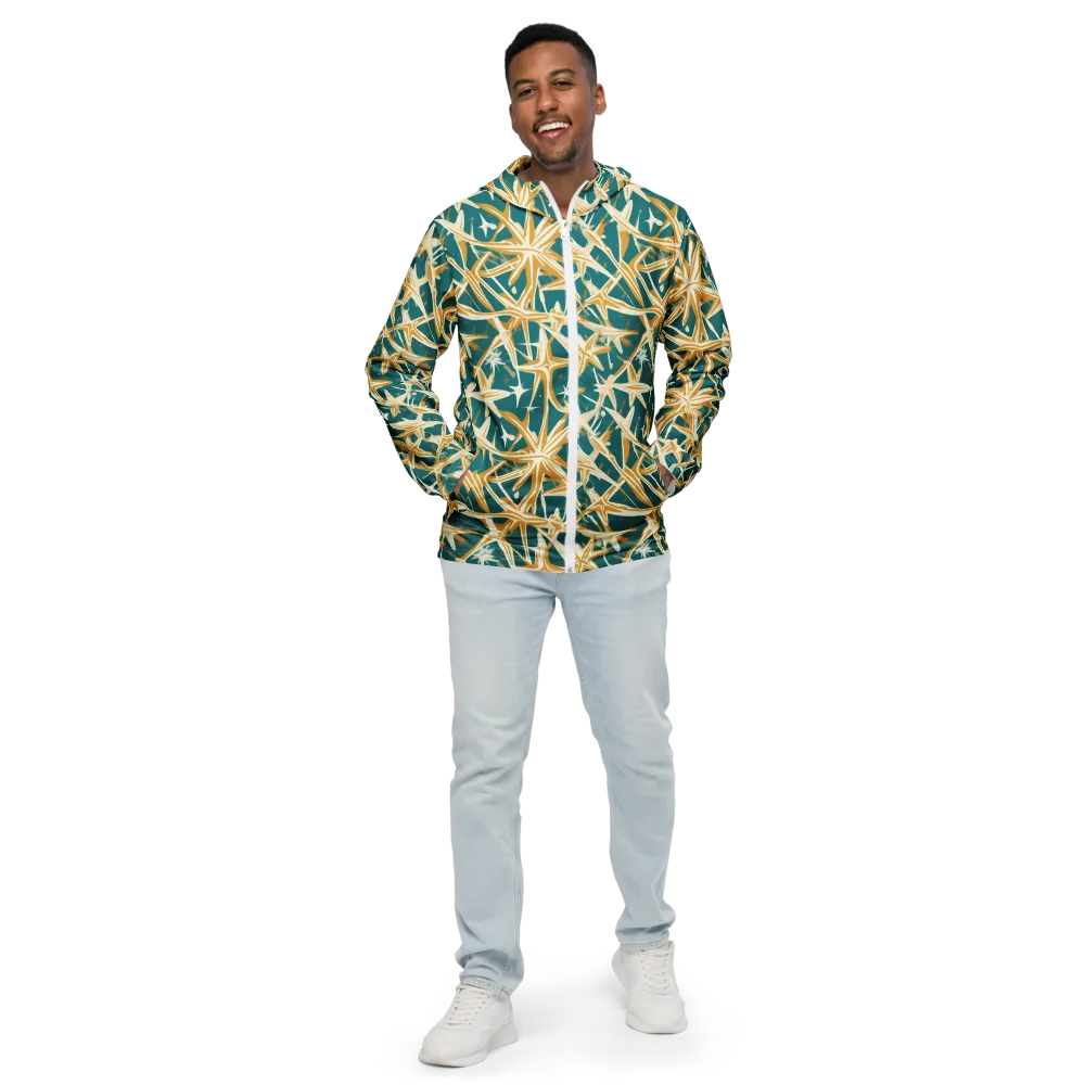 Teal Starburst on Men's Windbreaker — Front
