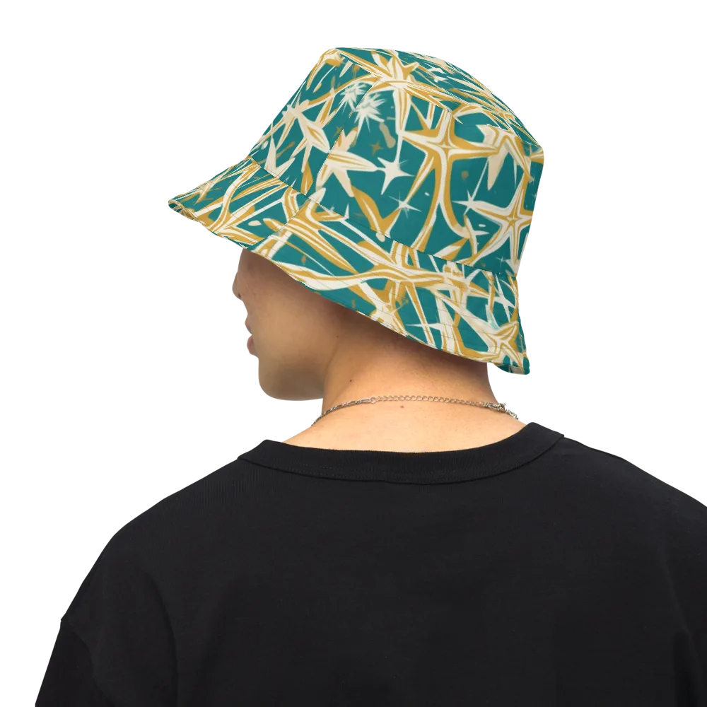 Teal Starburst on Reversible Bucket Hat — Back Inside