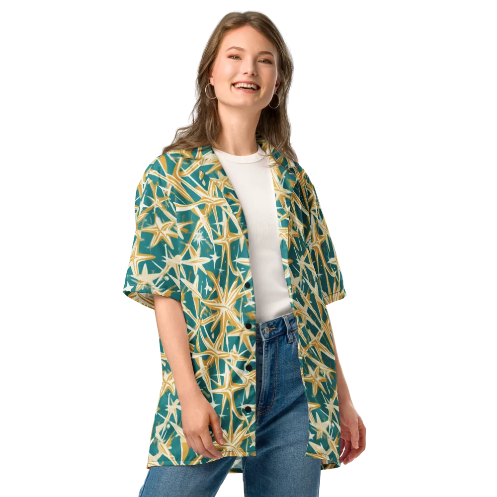 Teal Starburst on Button Shirt — Front