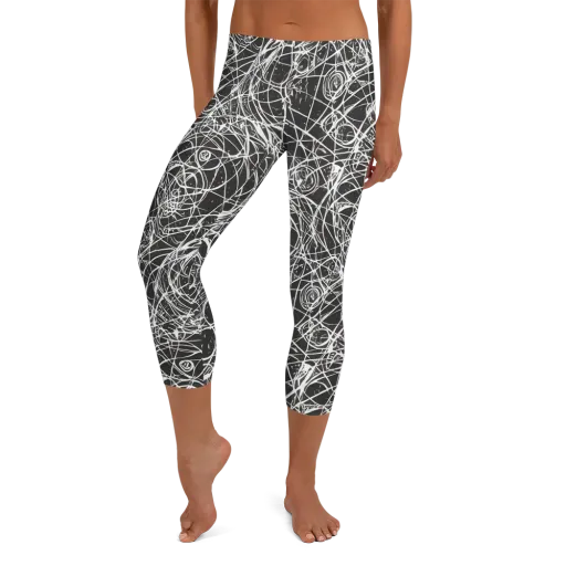Ink Orbit on a Capri Leggings