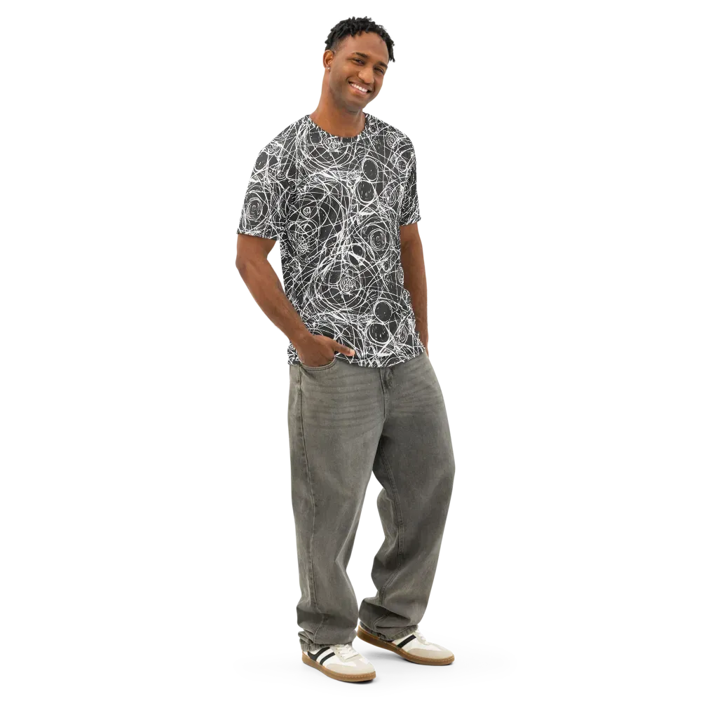 Ink Orbit on Men's Cotton Crew Neck T-Shirt — Right Front