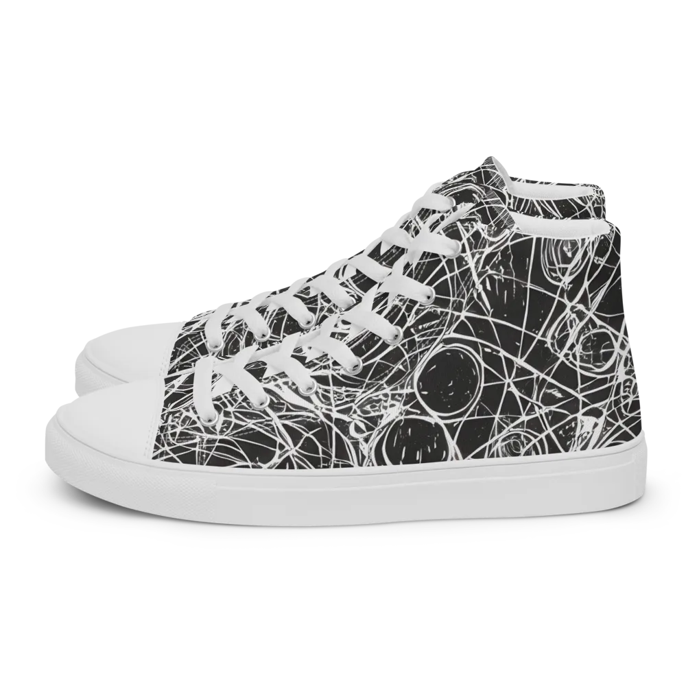 Ink Orbit on Men's High Top Canvas Shoes — Left