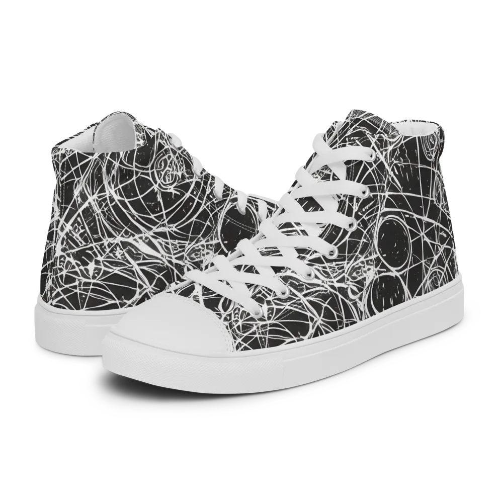 Ink Orbit on Men's High Top Canvas Shoes — Left
