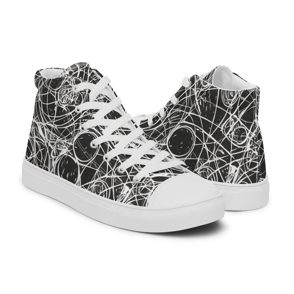 Ink Orbit on Men's High Top Canvas Shoes — Right