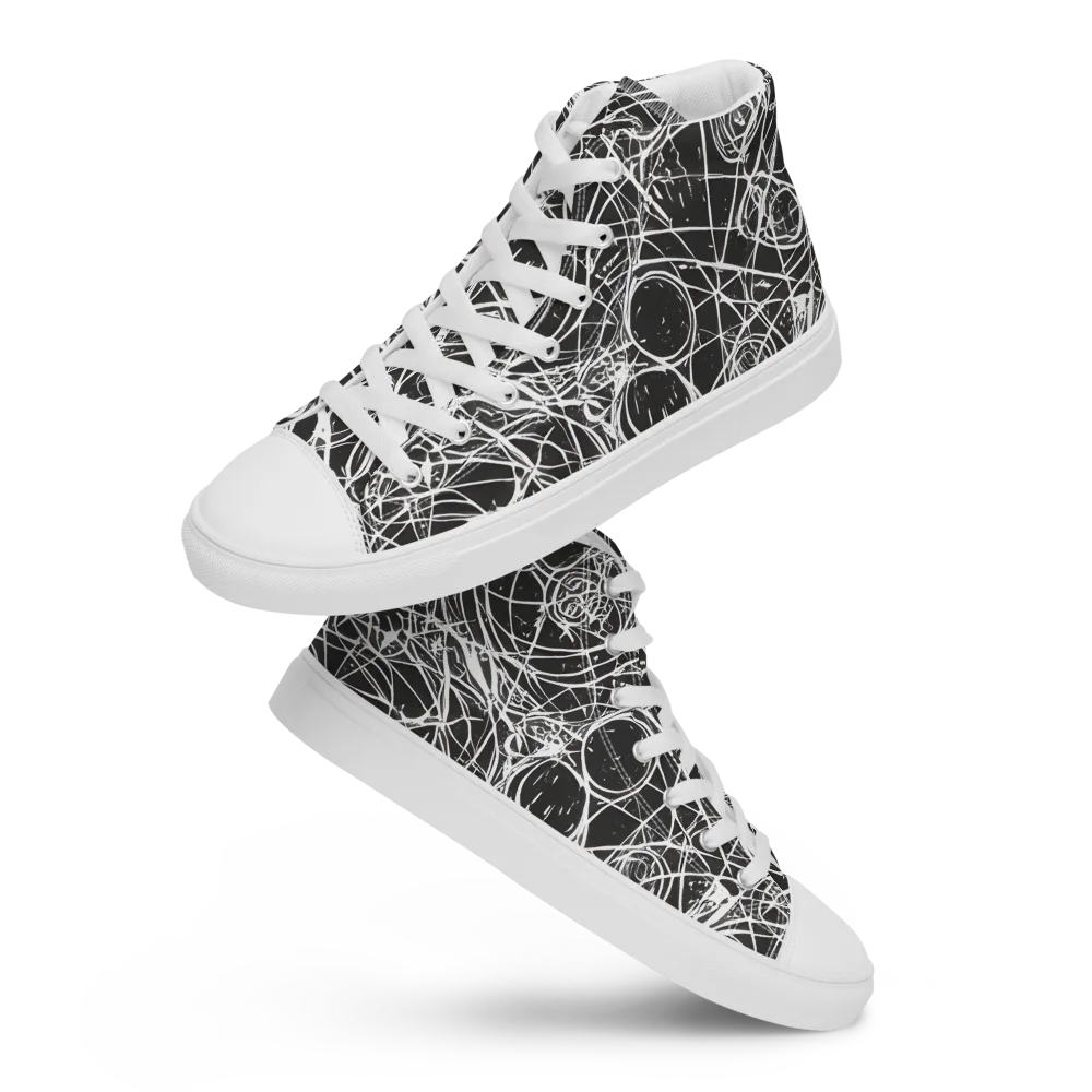 Ink Orbit on Men's High Top Canvas Shoes — Front