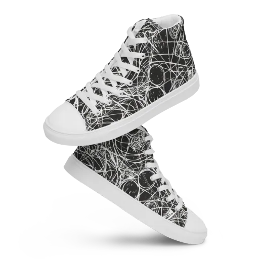 Ink Orbit on a Men's High Top Canvas Shoes