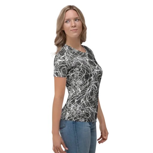 Ink Orbit on a Women's Crew Neck T-Shirt