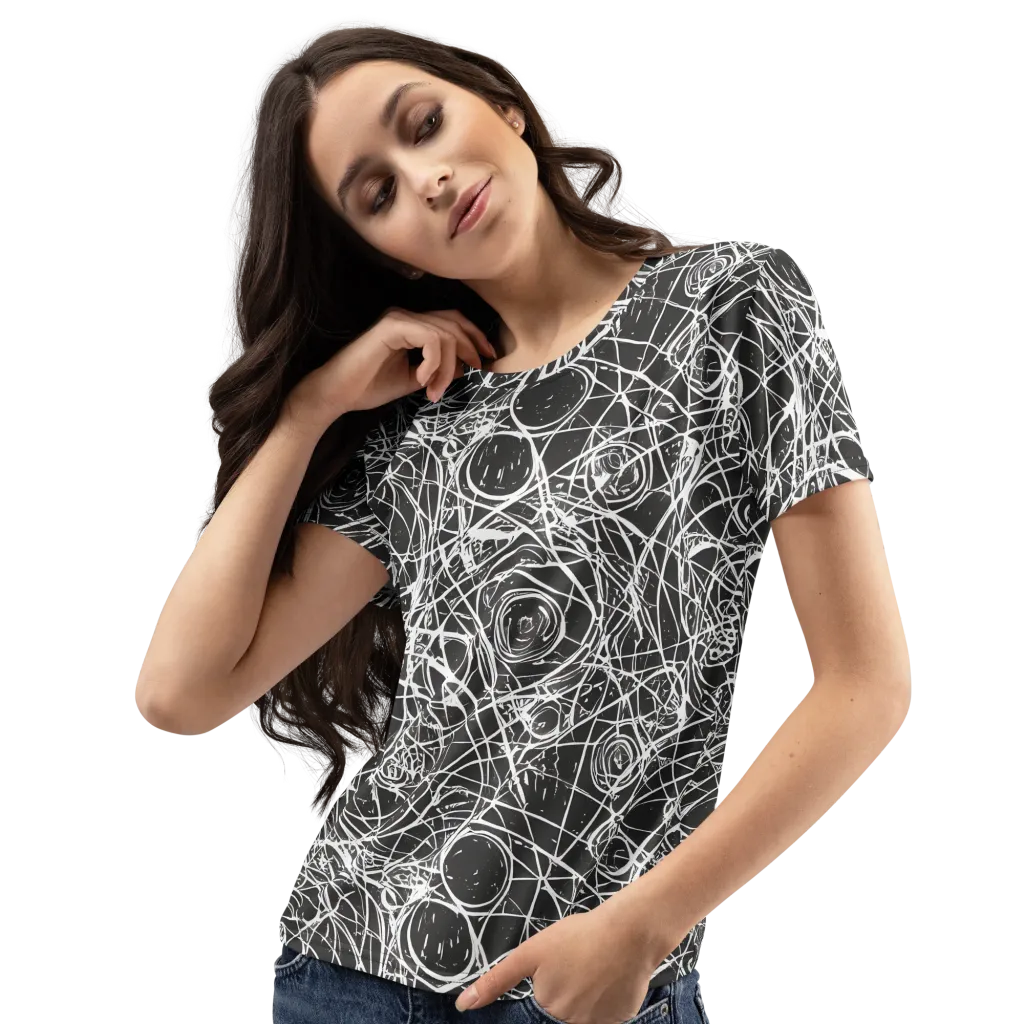 Ink Orbit on Women's Crew Neck T-Shirt — Left Front