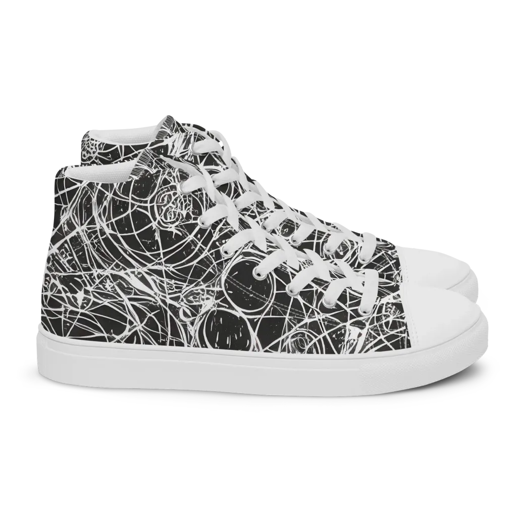 Ink Orbit on Women's High Top Canvas Shoes — Right
