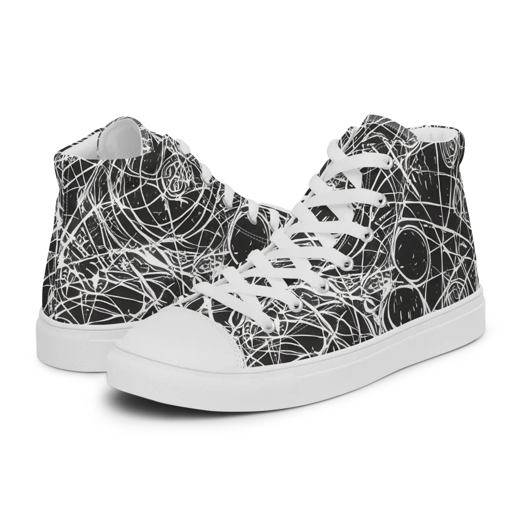 Ink Orbit on Women's High Top Canvas Shoes — Left