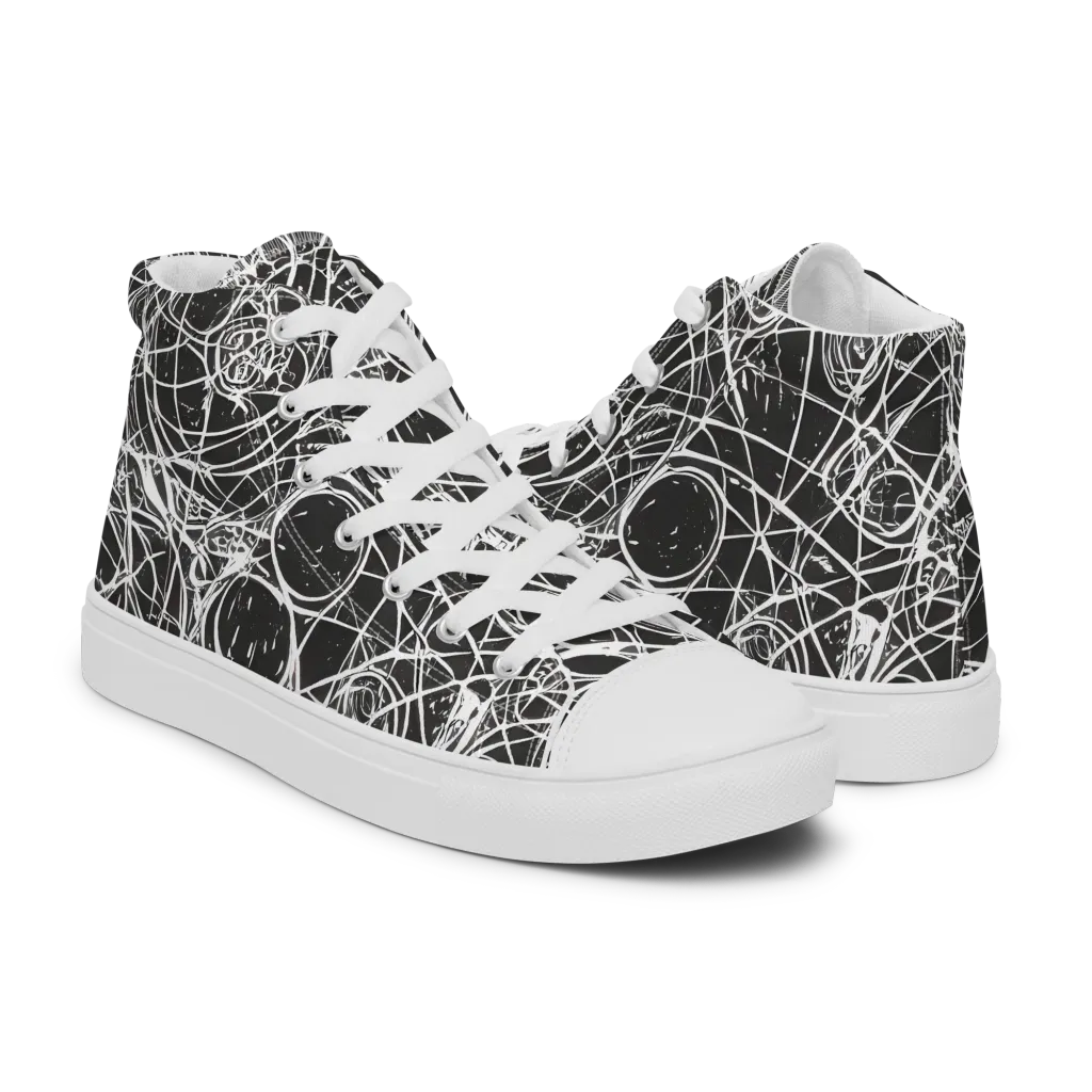 Ink Orbit on Women's High Top Canvas Shoes — Right