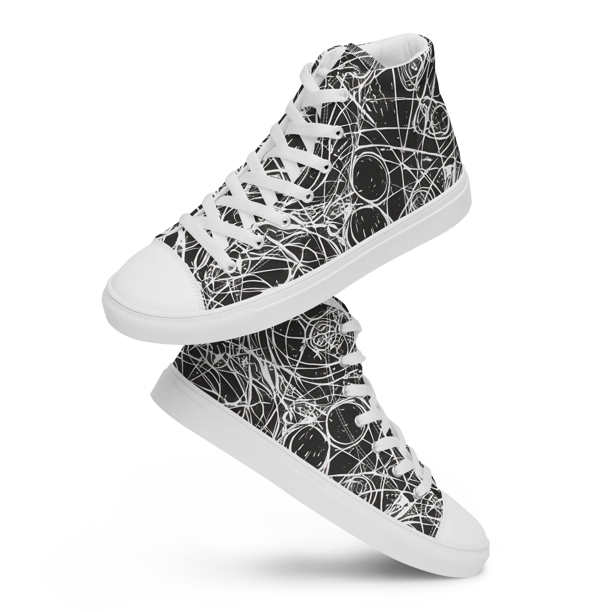 Ink Orbit on Women's High Top Canvas Shoes — Front