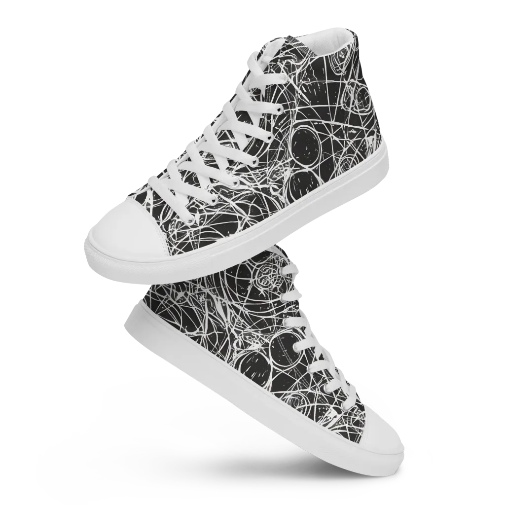 Ink Orbit on Women's High Top Canvas Shoes — Front