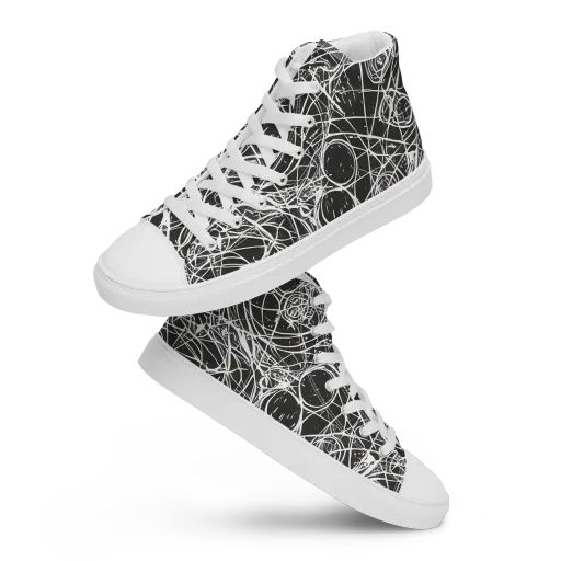 Ink Orbit on a Women's High Top Canvas Shoes