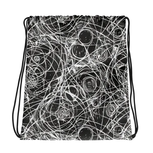 Ink Orbit on a Drawstring Bag