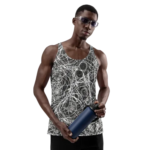 Ink Orbit on a Men's Tank Top