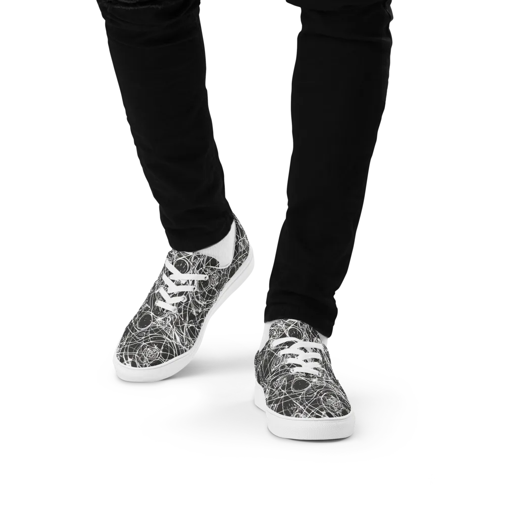 Ink Orbit on Men's Lace-Up Canvas Shoes — Front