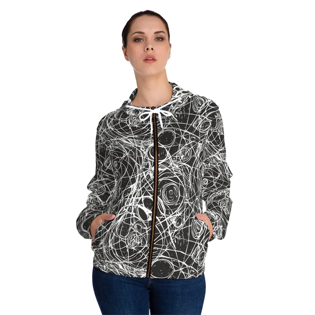Ink Orbit on Women's Full-Zip Hoodie — Front On Person