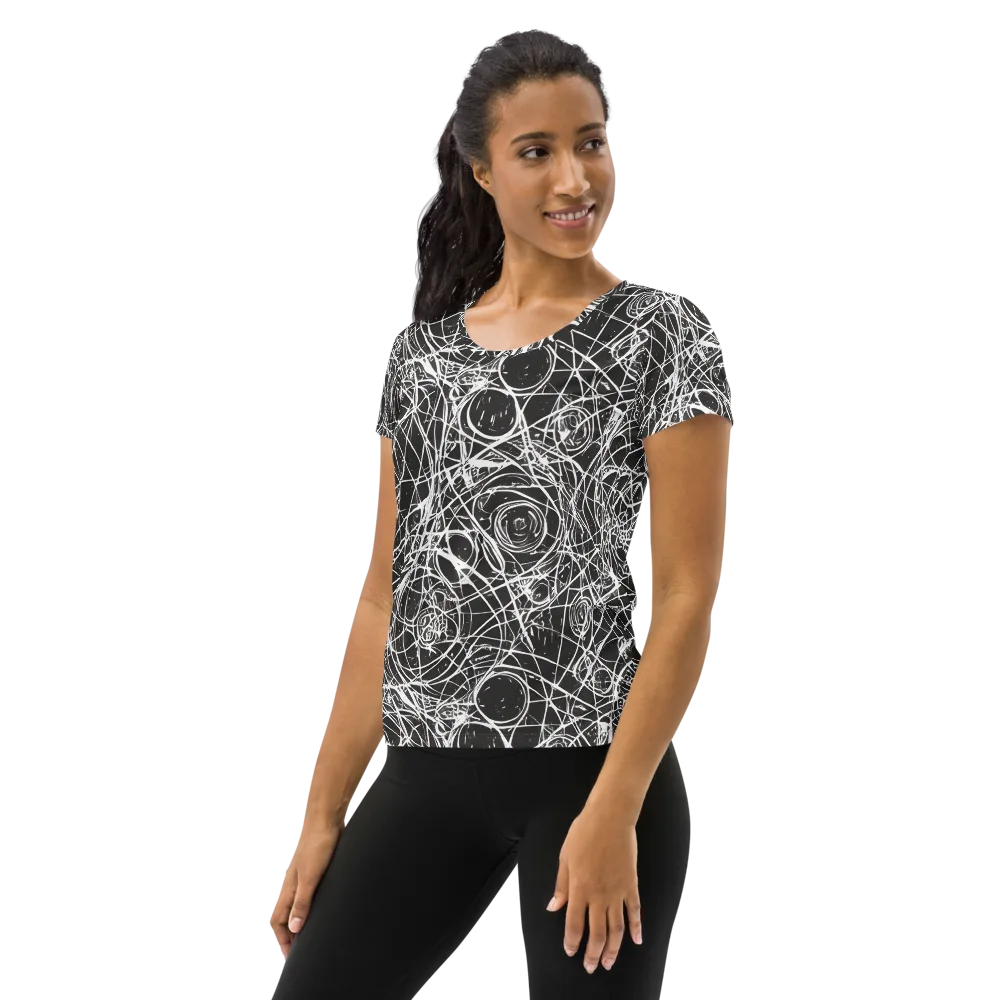 Ink Orbit on Women's Athletic T-Shirt — Left