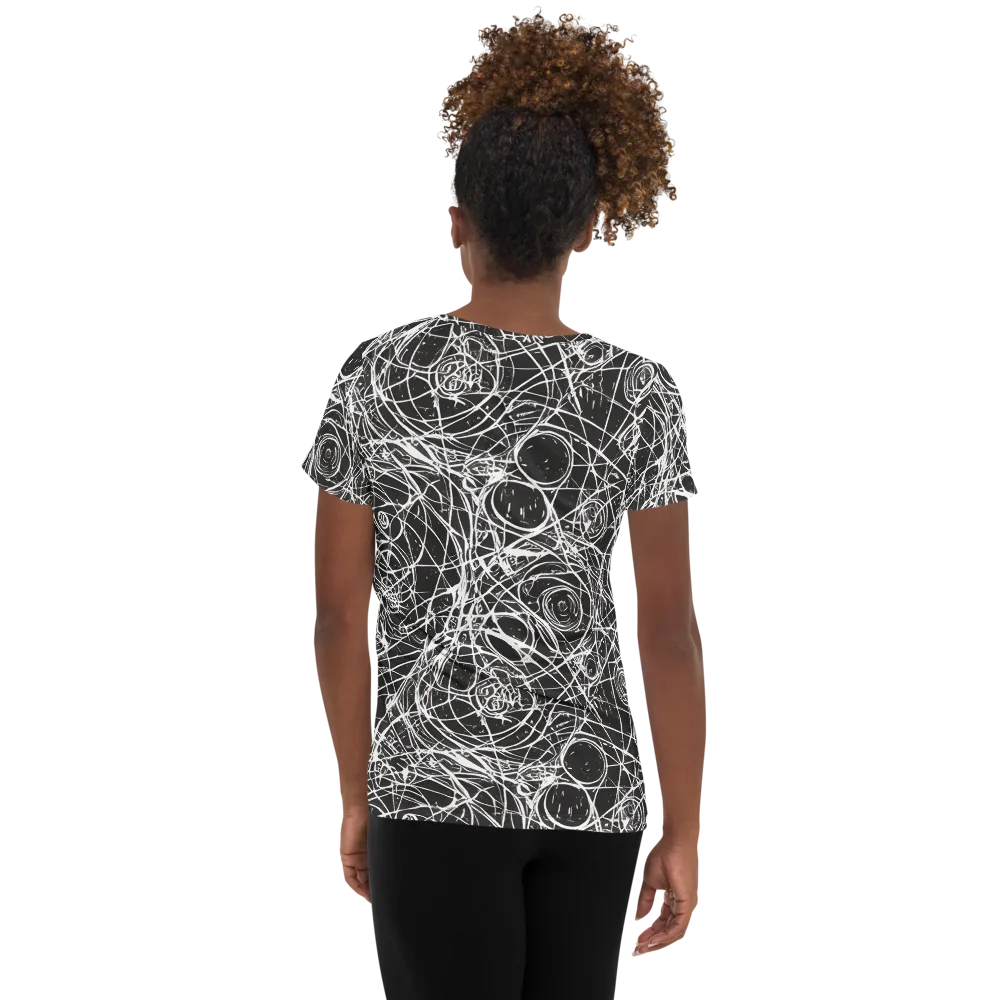 Ink Orbit on Women's Athletic T-Shirt — Back