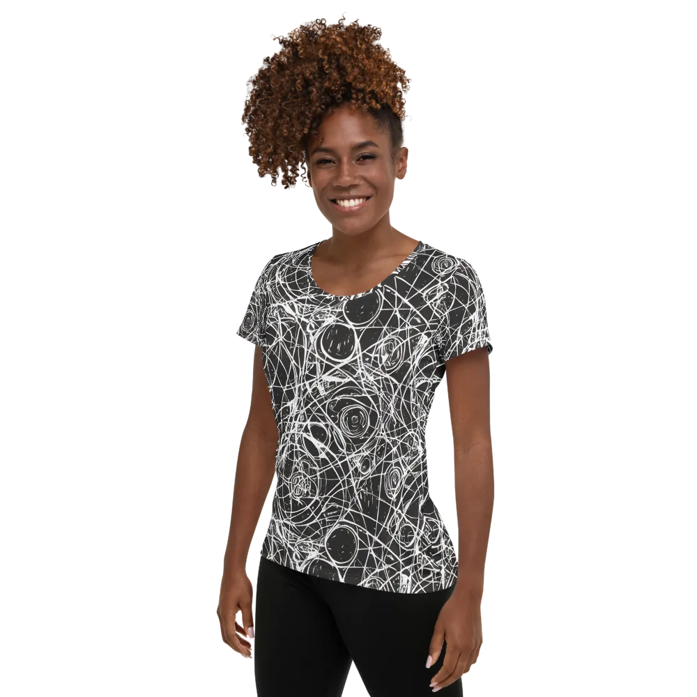 Ink Orbit on Women's Athletic T-Shirt — Left