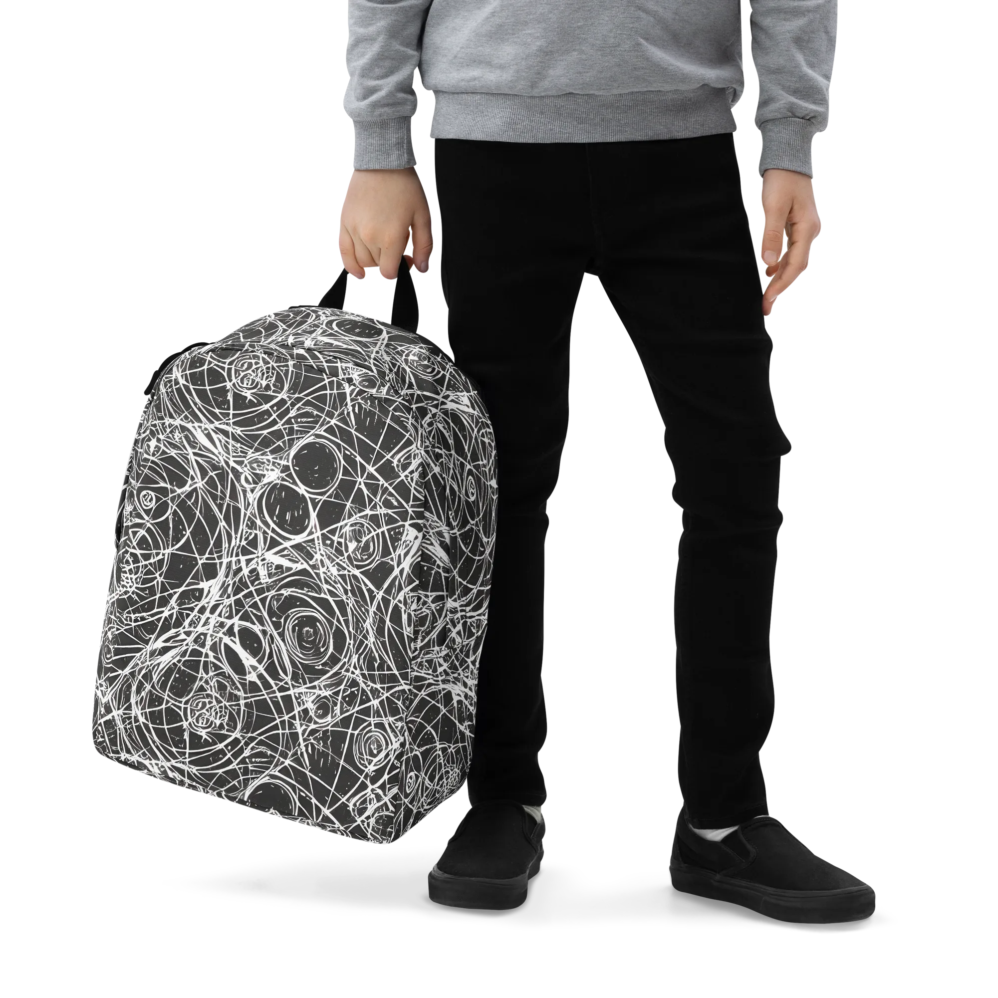 Ink Orbit on Minimalist Backpack — Zoomed-in