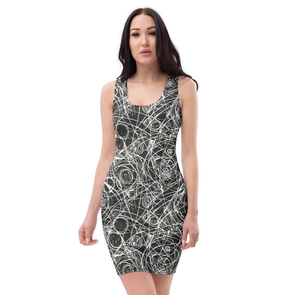 Ink Orbit on Bodycon Dress — Front