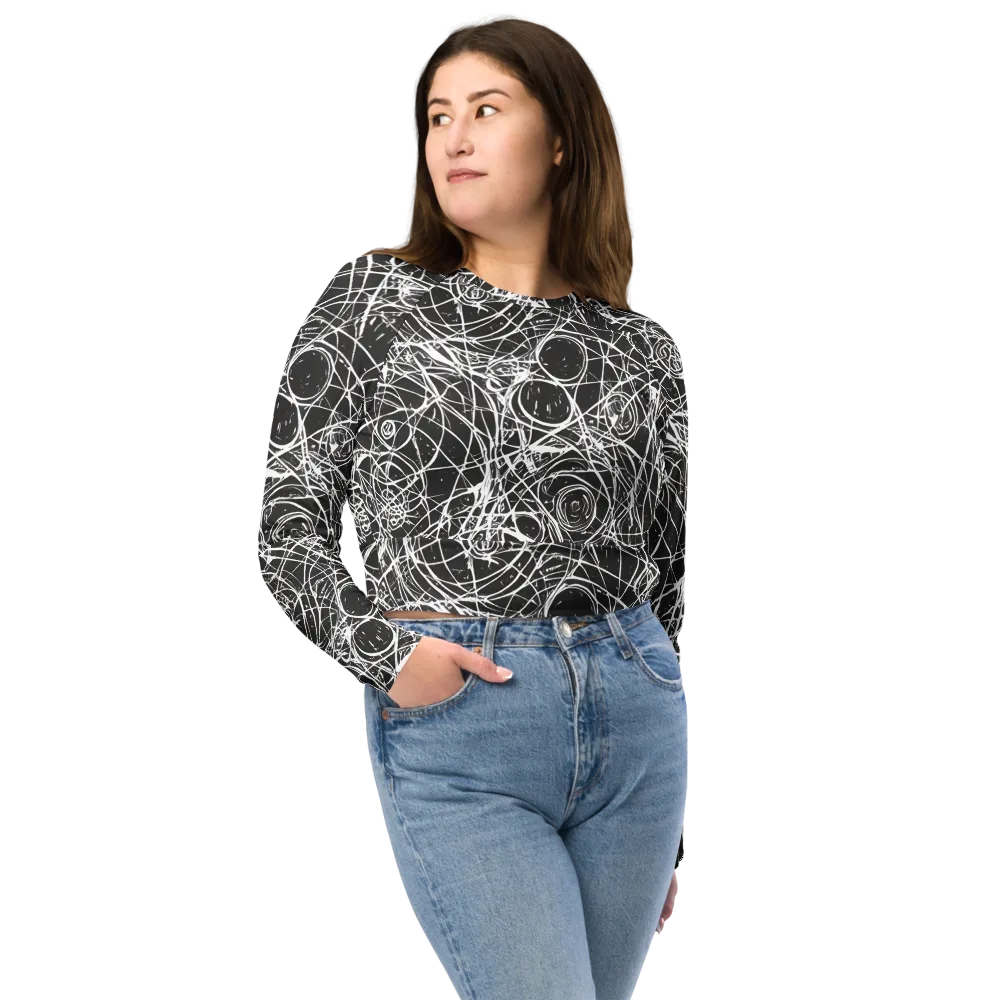 Ink Orbit on Long Sleeve Crop Top — Front