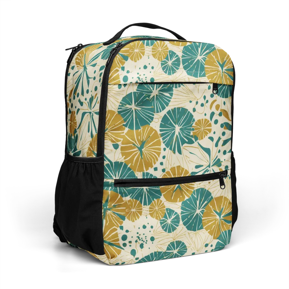 Ochre Lotus Field on Utility Backpack — Right Front