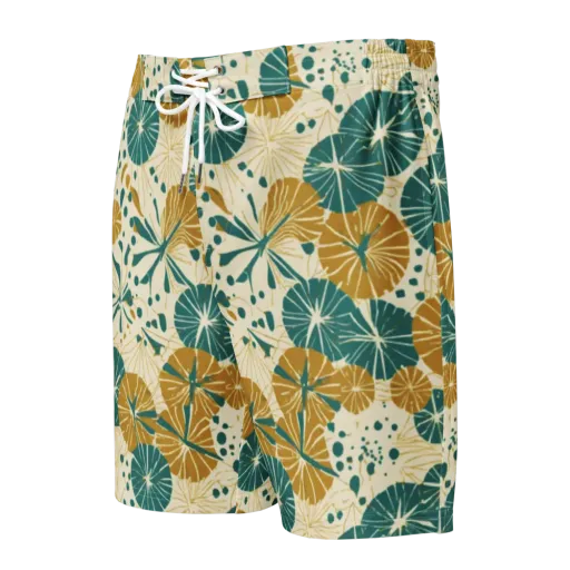 Ochre Lotus Field on a Men's Board Shorts
