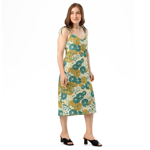 Ochre Lotus Field on a Slip Dress